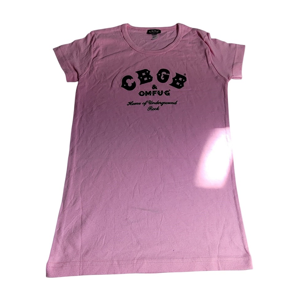 CBGB OMFUG Pink Graphic T-Shirt Womens Medium Home of Underground Rock Punk Tee